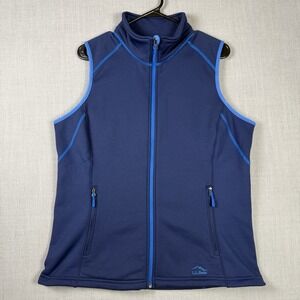 LL Bean Vest Men's Large Reg Blue ProStrech Fleece Full Zip Performance NWT Golf